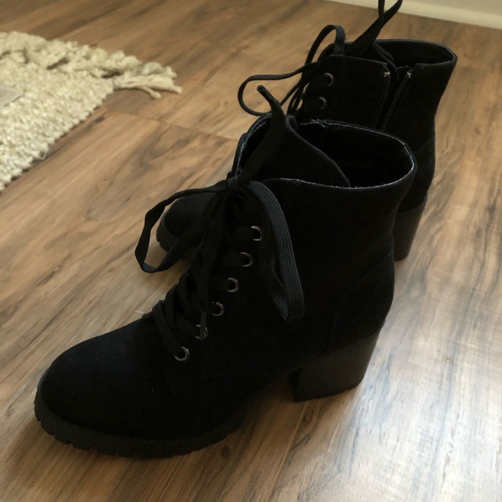 Black lace combat boots